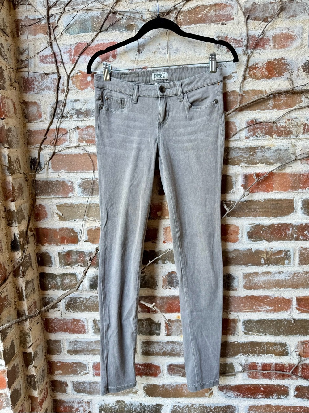 Celebrity Pink "Iron Maiden WK" Grey Skinny Jeans Size 7 Stretch Denim Slim Fit